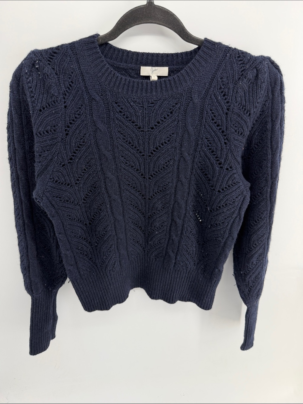 Joie wool cashmere blend lace knit crewneck puff sleeve sweater sz S